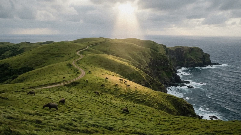Racuh a Payaman rolling pastureland above the Pacific on a 3-day Batanes tour package covering North Batan, Sabtang and South Batan, Philippines